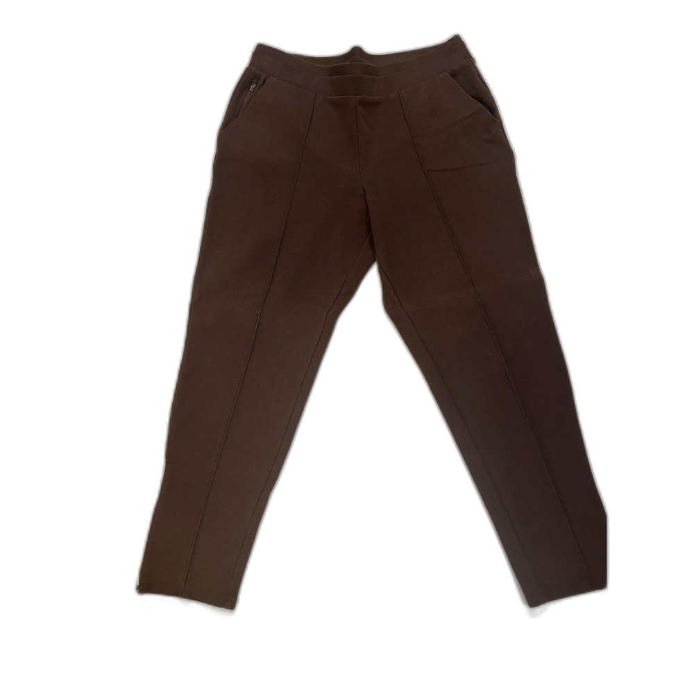 Athleta Venice Heathered Pintuck Pants Brown Size Large Zip Ankle Career
